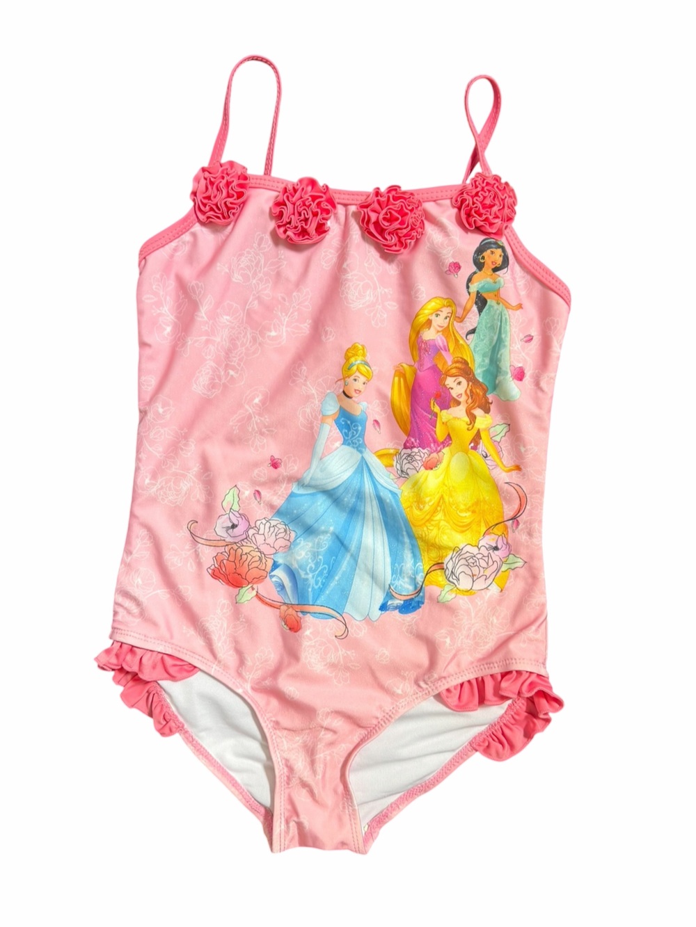 Disney Princesses Swimsuit Girls 9/10 Pink Cinderella Belle Rapunzel Jasmine
